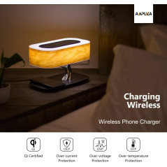 Masdio Bedside Lamp: Bluetooth Speaker, Wireless Charger, & Dimmable Light - Perfect Nightstand Companion