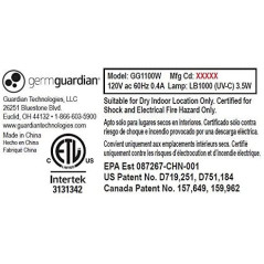 GermGuardian GG1100W Elite, eliminate germs