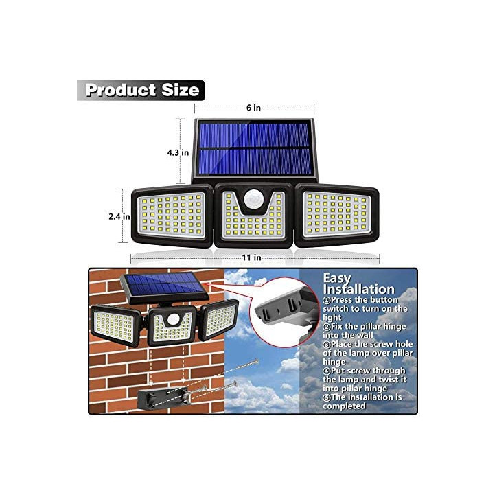 AmeriTop 800LM Solar Security Lights: 270° Wide-Angle Motion Sensor - Protect Your Home! AmeriTop 800LM Solar Security Lights: 270° Wide-Angle Motion Sensor - Protect Your Home!