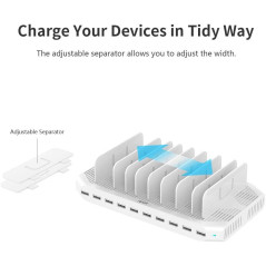 Alxum 120W Charging Station: Power Up 10 Devices at Once! Fast USB Charger Organizer