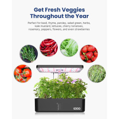 iDOO 12Pods Hydroponics Growing System, Indoor Garden with LED Grow Light, Plants Germination Kit, Built-in Fan, Automatic