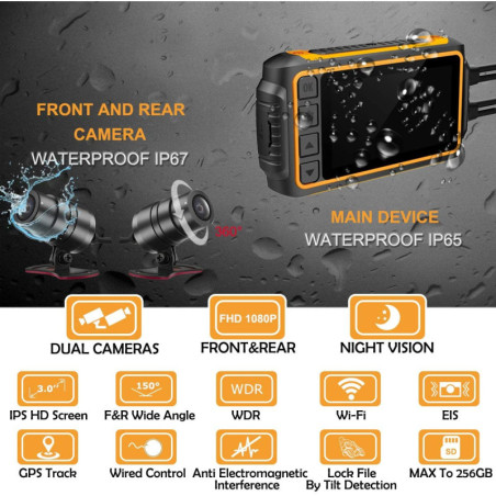 ZOMFOM Motorcycle Dash Cam: Dual 1080p, GPS, Wi-Fi - Capture Every Ride!