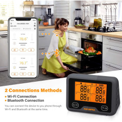 Inkbird IBBQ-4BW Thermomètre à viande WiFi avec 4 capteurs de température + support magnétique, thermomètre rechargeable USB