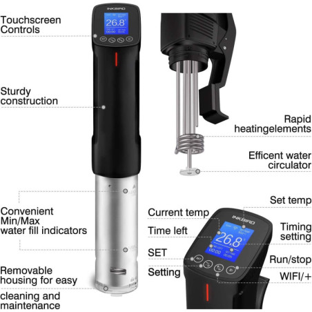 Inkbird Sous Vide WiFi 1000W: Cuisson Précise, Contrôle Facile, Saveurs Amplifiées!