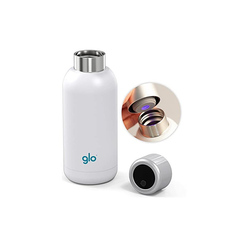 Glo - Water Purifying Bottle | Eliminates Bad Odor and Taste Without Cleaning | Stainless Steel BPA Free 400ml | Keeps Water Hot