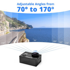 Dragon Touch 4K Action Camera 16MP Vision 3 Ultra HD Underwater 100FT Waterproof Action Camera 170° Wide Angle 4X Zoom Sports