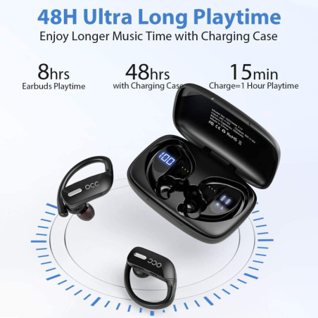 Écouteurs Bluetooth Sportifs T17 Occiam : Basses Profondes, 40H dAutonomie & Étanches IPX5