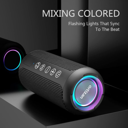 Ortizan Enceinte Bluetooth Étanche: Son Hi-Fi 360°, Autonomie 30H, Lumières RGB – Le Son qui Vous Suit!