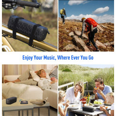 ABFOCE Solar Bluetooth Speaker Portable Outdoor Bluetooth IPX6 Waterproof Speaker with 5000mAh Power Bank,60 Hours Play Time