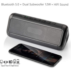 Friengood Solar Bluetooth Speaker: 50H Playtime, Waterproof, Power Bank!