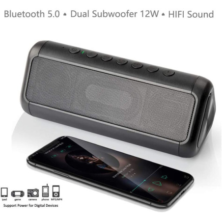 Friengood Solar Bluetooth Speaker: 50H Playtime, Waterproof, Power Bank!