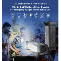 ABFOCE Enceinte Bluetooth Solaire Étanche: Son Puissant, Aventure Durable!