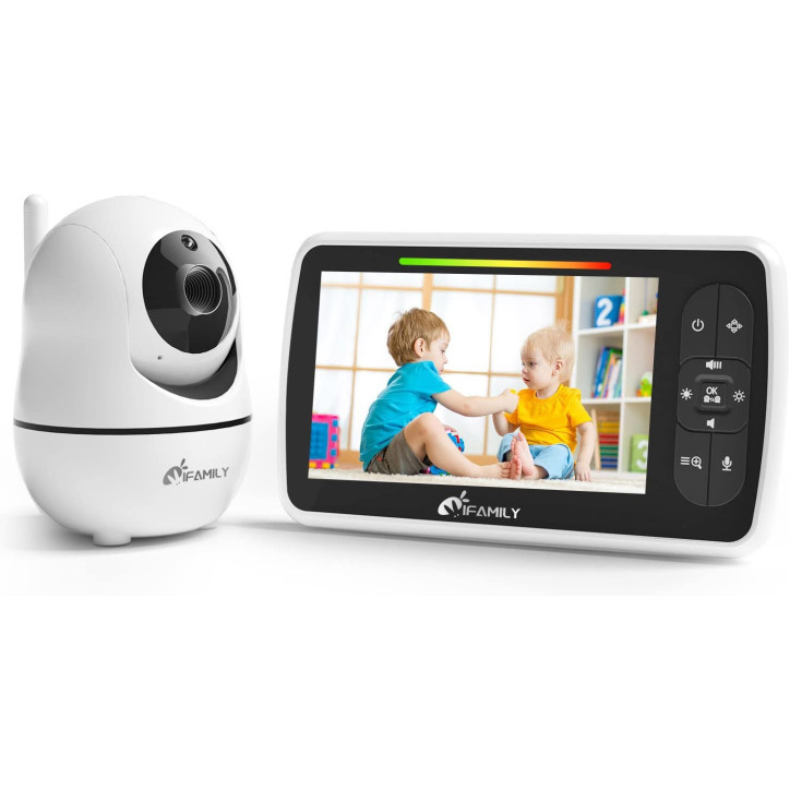 iFamily Moniteur Bébé Vidéo 5 avec Audio Bidirectionnel et Vision Nocturne - Sécurité et Sérénité!