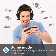 Srhythm NC25 Active Noise Cancelling Headphones Bluetooth 5.0,ANC Stereo Headset Over-Ear with Hi-Fi,Mic,50H Playtime,Voice