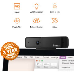 Innex Cube 4K AI-Powered Panoramic 360° Video Conference Camera, Smart Webcam with Dual-Microphones, Ultra-Wide Angle, AI