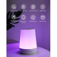 Purple light smart speaker by Momcozy Sound Machine: Ultimate Sleep Aid with Soothing Sounds & Personal Timer.