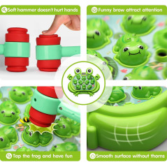 Fun and educational frog toy with various parts and assembly instructions included.