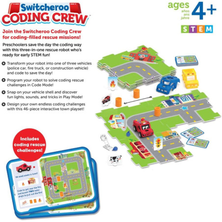 Switcheroo Coding Crew : Robot de Codage Interactif pour Enfants (4+) - Apprentissage STEM et Jeu!