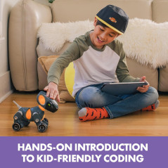 Toy dog with wheels, part of Educational Insights PYXEL coding robot designed for kids.