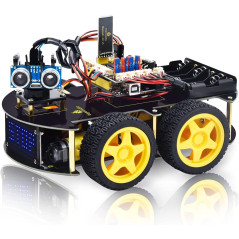 STEM educational toy for kids: robot car with wheels and remote control in KEYESTUDIO 4WD Bluetooth Smart Car Kit.