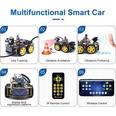KEYESTUDIO 4WD Bluetooth Smart Car Robot Kit: STEM Educational Toy for Kids