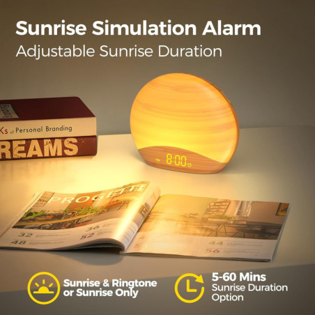REACHER Sunrise Alarm Clock: Wake Up Naturally with Light & Sound - Bedroom Decor