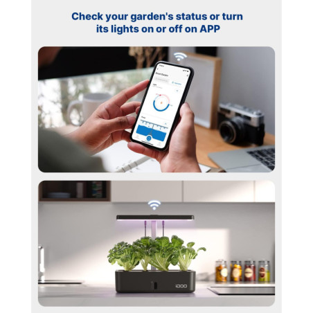 Jardin Hydroponique iDOO: Cultivez vos Herbes et Légumes Frais à la Maison, 12 Capsules, Lampe LED, 4.5L