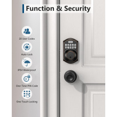 TEEHO TE001 Keyless Entry Door Lock with Keypad - Smart Deadbolt Lock for Front Door with 2 Keys - Auto Lock - Easy Installation