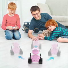 Jouet Robot ALLCELE pour Filles, Télécommande, Yeux LED, Rechargeable, Rose