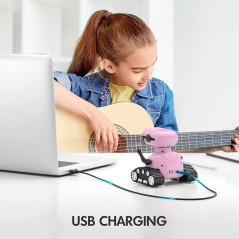 Jouet Robot ALLCELE pour Filles, Télécommande, Yeux LED, Rechargeable, Rose