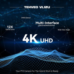 Tenveo 4K PTZ Camera: 12x Zoom, Wide Angle, Perfect for Streaming & Conferencing - Crystal Clear!