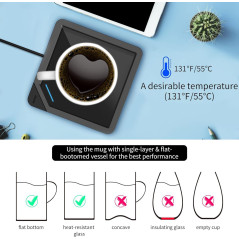 Chauffe-tasse à café et bougie intelligent avec arrêt automatique et chargement USB