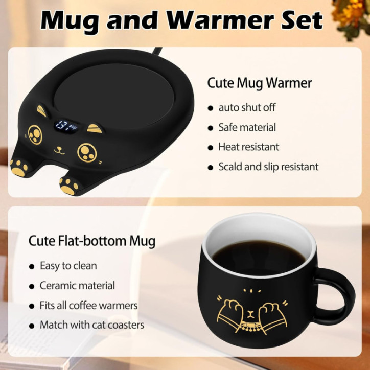 Chauffe-Tasse Chat Adorable : Gardez Votre Café Chaud avec Style et Sécurité! Chauffe-Tasse Chat Adorable : Gardez Votre Café Chaud avec Style et Sécurité!
