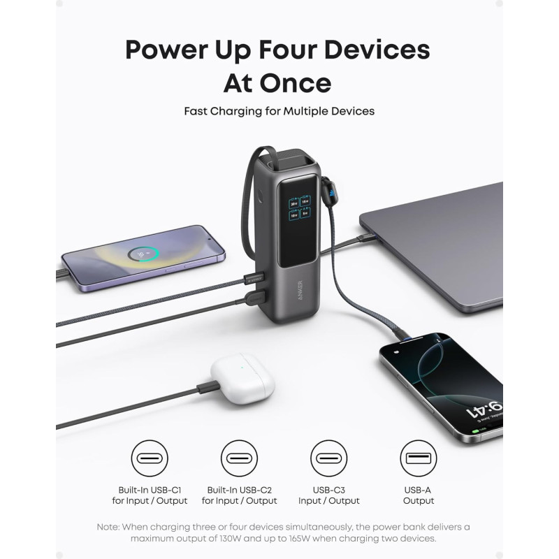 Anker 25,000mAh Power Bank — 100W fast charging with built-in cables for all your devices!