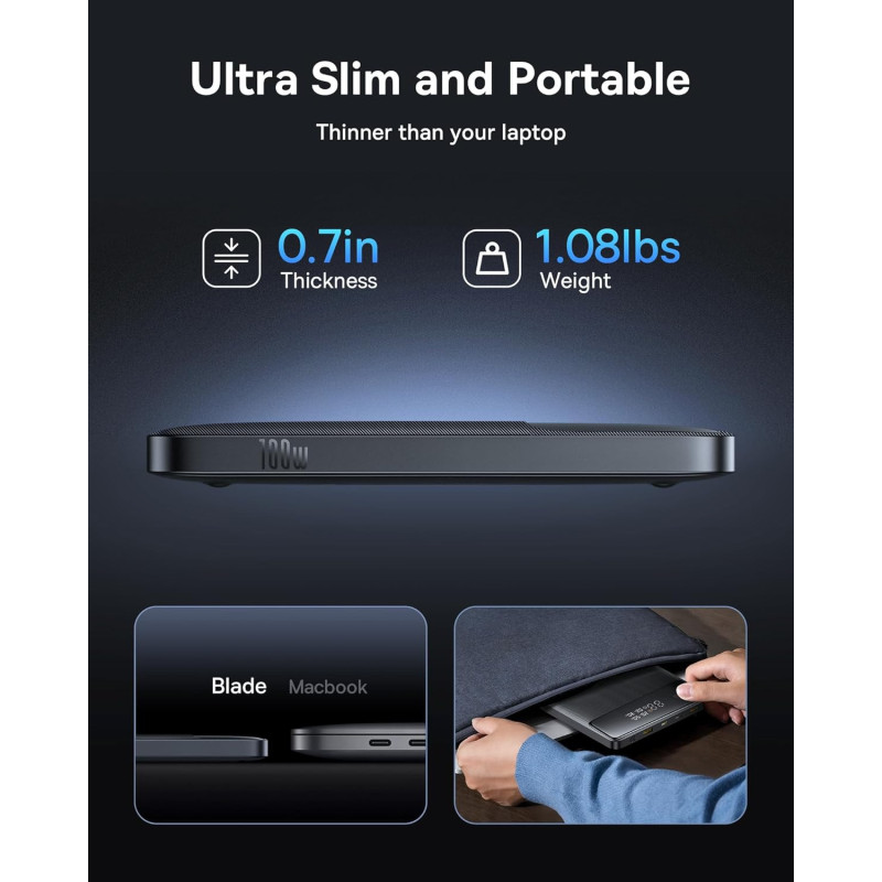 Baseus 100W Power Bank — Ultra-slim 20,000mAh fast charger with 4 ports for all your devices!