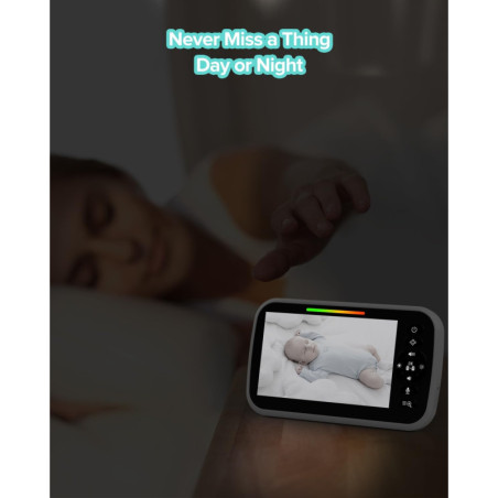 UKSUP 5 Baby Monitor: See, Hear & Soothe Your Baby - Night Vision, 2-Way Talk, Long Battery