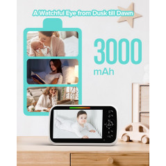 5” Video Baby Monitor — Camera with 2-way talk, night vision, temp sensor, lullabies & long battery life!