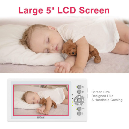 JouSecu Baby Monitor: 5 Inch Split-Screen, No WiFi, 29 Hour