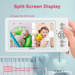 JouSecu Baby Monitor: 5 Inch Split-Screen, No WiFi, 29 Hour