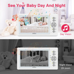 JouSecu Baby Monitor: 5 Inch Split-Screen, No WiFi, 29 Hour