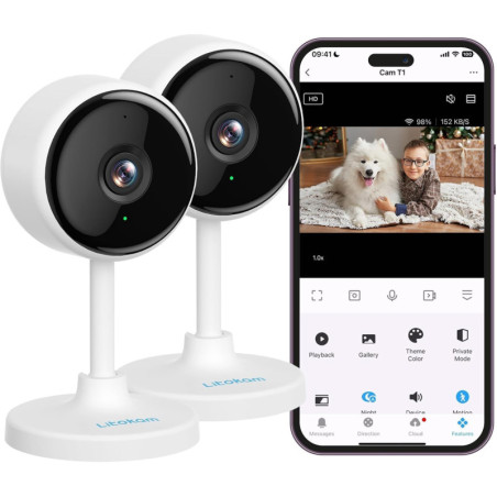 Caméra Intérieure Litokam : Sécurité, Vision Nocturne & Audio