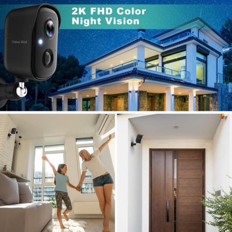 Caméra de Surveillance Extérieure 2K Sans Fil: IA, Vision Nocturne Couleur & Alarme - Protégez Votre Maison!