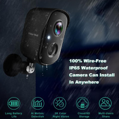 Caméras de sécurité sans fil 2K : détection AI et vision nocturne