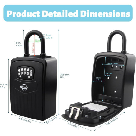 Smart Bluetooth Key Lock Box – App Access, 6-Digit Code, Wall-Mounted