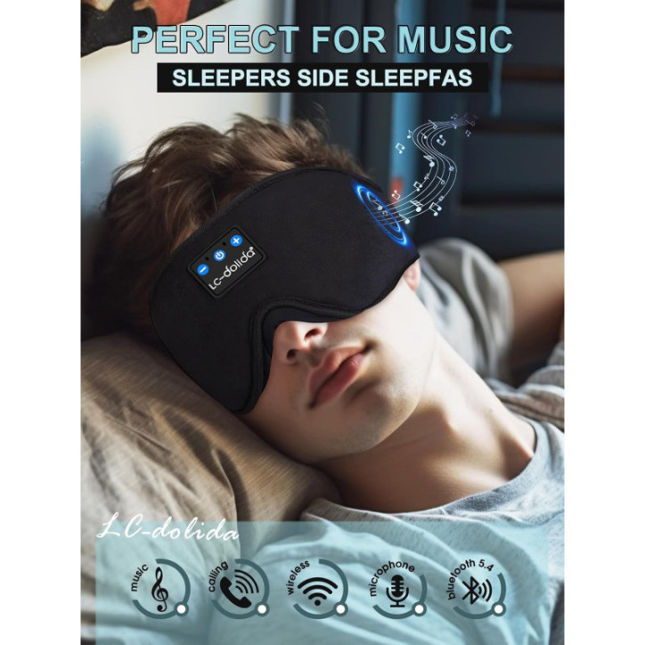 LC-dolida Sleep Headphones Mask: Bluetooth 5.4, 3D Comfort for Side Sleepers - Block Light & Relax! LC-dolida Sleep Headphones Mask: Bluetooth 5.4, 3D Comfort for Side Sleepers - Block Light & Relax!