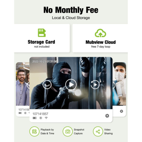 MUBVIEW Wireless Doorbell Camera: 1080p, 2-Way Audio, Free Storage - No Monthly Fees!