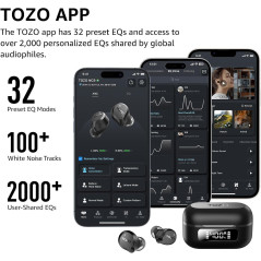 Écouteurs TOZO : ANC, étanches, 59H d'autonomie, Bluetooth 5.3