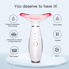 Masseur  3-en-1 pour le Visage et Cou : LED, Chaleur, Vibration