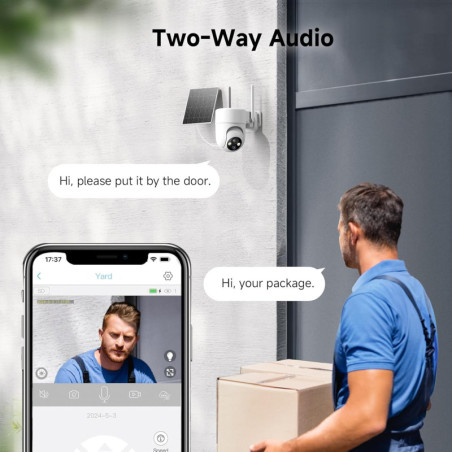 Oculview 2K Solar Security Camera: 360° View, Color Night Vision, 2-Way Audio - Wireless Peace of Mind!