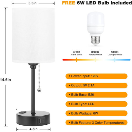 Lampe de Chevet Multifonctionnelle avec USB & Chaîne - Éclairage Personnalisé pour Enfants & Adultes
